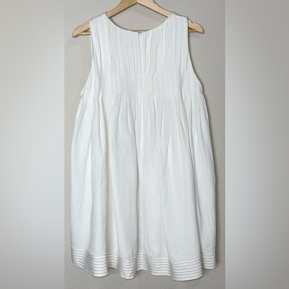 En Saison Jesse Pleated Swing Mini Linen Babydoll Dress Size Medium Off White - Picture 5 of 11